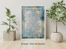 Load image into Gallery viewer, Do Not Love Half Lovers by Kahlil Gibran Poem - Blue and Gold Wall Art Poster Print - Physical Art Print Without Frame