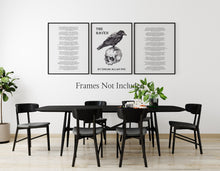 Load image into Gallery viewer, The Raven Set of 3 Edgar Allan Poe Poem Poster Prints - Quoth the Raven “Nevermore.” - Macabre Decor - Literary Wall Art