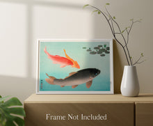 Load image into Gallery viewer, Japanese Wall Art - Common and Golden Carp (1935) by Ohara Koson - Physical Print Without Frame
