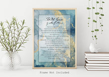 Load image into Gallery viewer, Wild Geese Poem Poster Print - Mary Oliver Poem on a blue and gold background - Physical print without frame