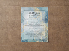 Load image into Gallery viewer, Wild Geese Poem Poster Print - Mary Oliver Poem on a blue and gold background - Physical print without frame