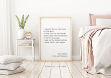 Load image into Gallery viewer, Jane Austen Quote from Pride and Prejudice, I cannot fix on the hour, Mr. Darcy love quote - book lover Print for library decor