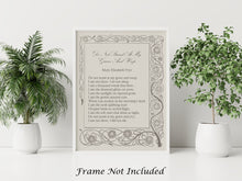 Load image into Gallery viewer, Do Not Stand At My Grave And Weep Memorial Poem By Mary Elizabeth Frye - Funeral, Grief and Bereavement Poem