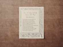 Load image into Gallery viewer, Do Not Stand At My Grave And Weep Memorial Poem By Mary Elizabeth Frye - Funeral, Grief and Bereavement Poem