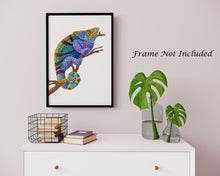Load image into Gallery viewer, Watercolor Chameleon Poster Print - Lizard painting, Animal Wall Art - Reptile wall art - Physical Print Without Frame -