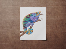 Load image into Gallery viewer, Watercolor Chameleon Poster Print - Lizard painting, Animal Wall Art - Reptile wall art - Physical Print Without Frame -