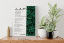 Load image into Gallery viewer, Desiderata Poem Print - Poem By Max Ehrmann - Tropical Plant Monstera Decor - Framed print or Unframed print