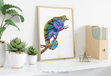 Load image into Gallery viewer, Watercolor Chameleon Poster Print - Lizard painting, Animal Wall Art - Reptile wall art - Physical Print Without Frame -