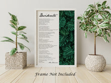 Load image into Gallery viewer, Desiderata Poem Print - Poem By Max Ehrmann - Tropical Plant Monstera Decor - Framed print or Unframed print