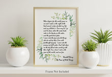 Load image into Gallery viewer, The Peace of Wild Things by Wendell Berry ..."When despair for the world grows in me" - illustrated poem print without frame