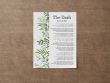 Load image into Gallery viewer, The Dash Poetry Print - Poem By Linda Ellis - Live Your Dash - Funeral Reading - Physical Print Without Frame