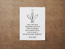 Load image into Gallery viewer, Julia Child Quote -The only real stumbling block is fear of failure - Kitchen Wall Art Food Lover Art - Physical Print Without Frame
