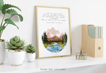 Load image into Gallery viewer, Sylvia Plath Quote Print - This is what it is to be happy - Air, mountains, trees, people - Literary Wall Art - Physical Print Without Frame