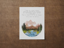 Load image into Gallery viewer, Sylvia Plath Quote Print - This is what it is to be happy - Air, mountains, trees, people - Literary Wall Art - Physical Print Without Frame