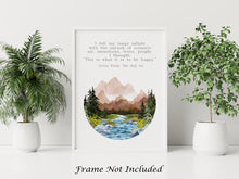 Load image into Gallery viewer, Sylvia Plath Quote Print - This is what it is to be happy - Air, mountains, trees, people - Literary Wall Art - Physical Print Without Frame