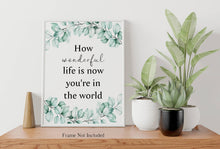 Load image into Gallery viewer, How Wonderful Life Is Now You're In The World - Your Song Lyrics Poster - Music Print Nursery Wall Decor - Physical Print Without Frame