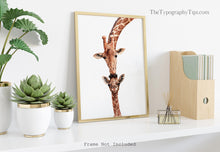 Load image into Gallery viewer, Safari Nursery Decor - Giraffe Kisses - Mommy and Baby Gift - Watercolor Illustration Poster Print - Physical Print Without Frame
