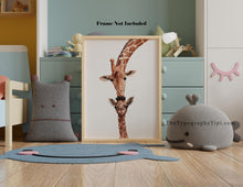 Load image into Gallery viewer, Safari Nursery Decor - Giraffe Kisses - Mommy and Baby Gift - Watercolor Illustration Poster Print - Physical Print Without Frame