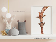 Load image into Gallery viewer, Safari Nursery Decor - Giraffe Kisses - Mommy and Baby Gift - Watercolor Illustration Poster Print - Physical Print Without Frame