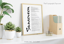 Load image into Gallery viewer, Sunscreen Song Lyrics Poster Print - Physical Print Without Frame