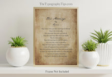 Load image into Gallery viewer, This Marriage Poem Print by Rumi - Wedding poem wall art - Ceremony reading - Vow Renewal Reading Wedding Gift Physical Print Without Frame