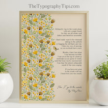 Load image into Gallery viewer, How I go to the woods Poem Poster Print - Mary Oliver Poem - Physical Print Without Frame