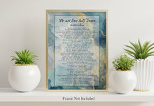 Load image into Gallery viewer, Do Not Love Half Lovers by Kahlil Gibran Poem - Blue and Gold Wall Art Poster Print - Physical Art Print Without Frame