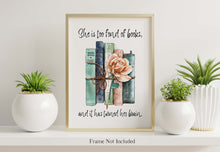 Load image into Gallery viewer, Louisa May Alcott Quote About Reading - She is too fond of books, and it has turned her brain - Physical Art Print Without Frame