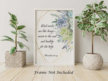 Load image into Gallery viewer, Bible verse wall art - Proverbs 16:24 Kind words are like honey- sweet to the soul and healthy for the body - Succulent wall art