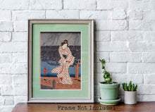 Load image into Gallery viewer, Hiroshige Print - Japanese Art - Evening on the Sumida river