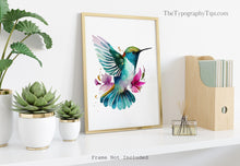 Load image into Gallery viewer, Watercolor Hummingbird Print - Bird painting - Living Room Wall Decor - Physical Print Without Frame