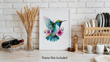 Load image into Gallery viewer, Watercolor Hummingbird Print - Bird painting - Living Room Wall Decor - Physical Print Without Frame