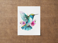 Load image into Gallery viewer, Watercolor Hummingbird Print - Bird painting - Living Room Wall Decor - Physical Print Without Frame