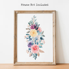 Load image into Gallery viewer, Watercolor Wildflower Bouquet print - Wild Roses painting poster Bedroom decor - Colorful wall art illustration UNFRAMED