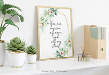 Load image into Gallery viewer, e.e. cummings quote You are my sun, my moon, and all my stars - Art Print Home Decor poetry wall art UNFRAMED