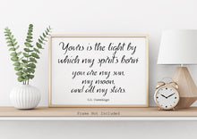 Load image into Gallery viewer, E.E. Cummings quote you are my sun, my moon, and all my stars Art Print Home Decor poetry wall art horizontal wall art UNFRAMED