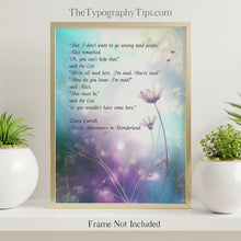 Load image into Gallery viewer, Alice In Wonderland Quote Print Cheshire Cat Quote - We're All Mad Here - Alice's Adventures in Wonderland - Physical Print Without Frame