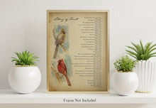 Load image into Gallery viewer, Litany of Trust Poster Print - Pair Of Cardinals Illustrated Prayer - Catholic Prayer for Trust - Catholic Wall Art - Print Without Frame