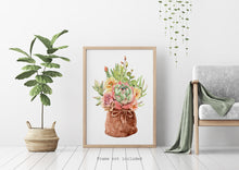 Load image into Gallery viewer, Watercolor succulent print - Succulent painting poster Girls Bedroom decor 11x14 print UNFRAMED
