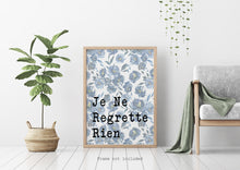Load image into Gallery viewer, Edith Piaf Lyrics Je Ne Regrette Rien - French home decor - French lrics