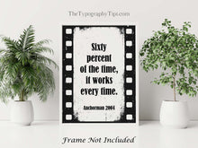 Load image into Gallery viewer, Anchorman Movie Quote 60% of the time, it works every time - Brian Fantana Anchorman Poster Print Framed & Unframed Options