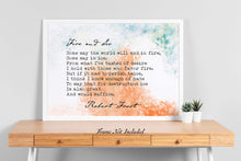 Load image into Gallery viewer, Fire and Ice by Robert Frost Poem Print, Literary Wall Art, Poetry Poster Print Framed & Unframed Options