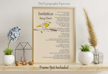 Load image into Gallery viewer, Invitation By Mary Oliver Poem Poster Print Framed & Unframed Options