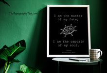 Load image into Gallery viewer, Invictus Poem Print – I Am the Master of My Fate – William Ernest Henley Poetry Wall Art
