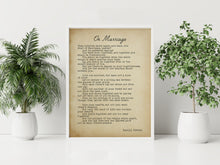 Load image into Gallery viewer, On Marriage Print – Kahlil Gibran The Prophet Wedding Reading

