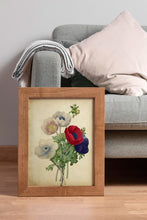 Load image into Gallery viewer, Vintage Anemone Bouquet Print – Antique Botanical Flower Illustration
