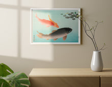 Load image into Gallery viewer, Japanese Wall Art "Common and Golden Carp" (1935) by Ohara Koson
