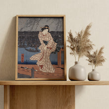 Load image into Gallery viewer, Evening on the Sumida River Print – Hiroshige Japanese Woodblock Art
