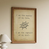 Invictus Poem Print – I Am the Master of My Fate – William Ernest Henley Poetry Wall Art