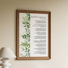 Load image into Gallery viewer, Anyone Lived in a Pretty How Town Poem Print by E E Cummings, Literary Wall Art
